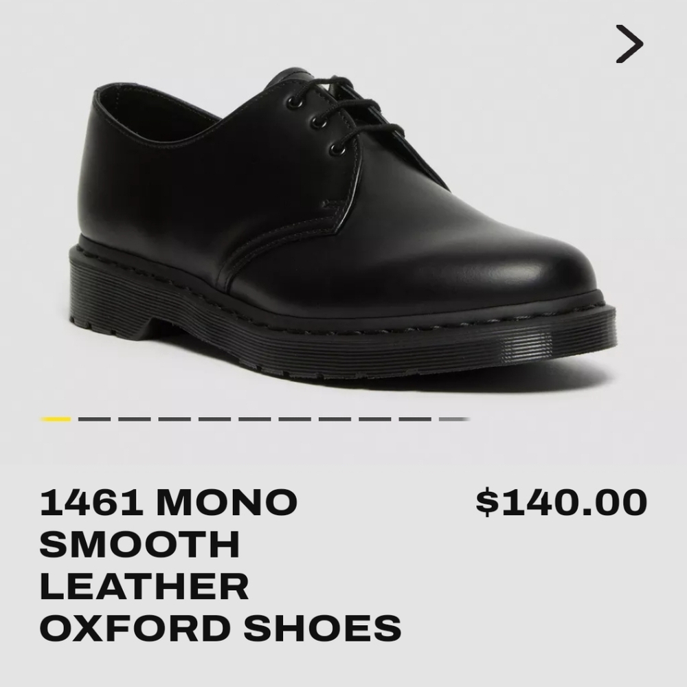 1461 Mono Black Leather Oxford Dr. Martens